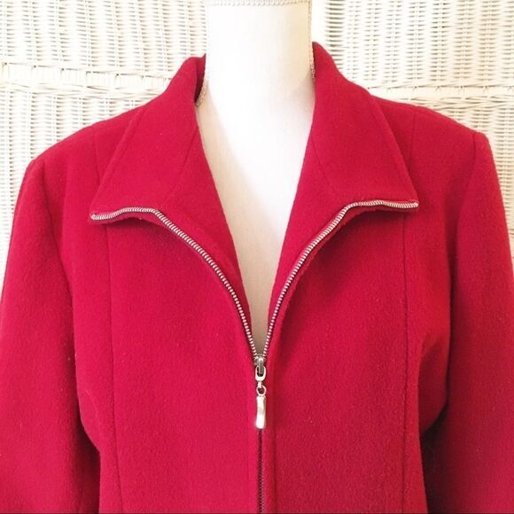MDP Mario De Pinto Red Wool Zip Jacket Womens Made USA Tailored Coat Minimalist - Picture 3 of 12